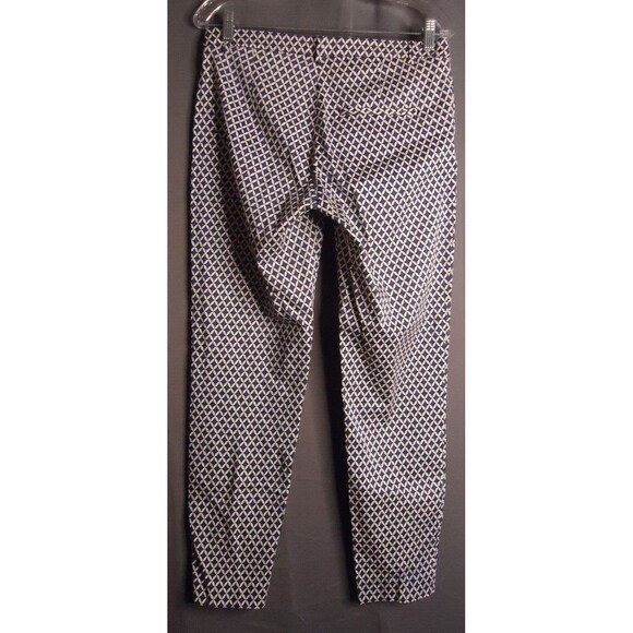 H&M Skinny Cropped Chino Pants Blue White Diamond All Over Print Womens Size 8 - Picture 10 of 10